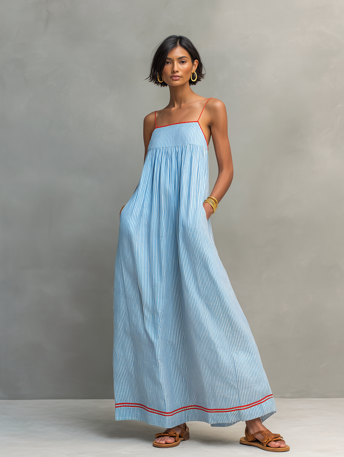 Aurore – robe longue rayée noire