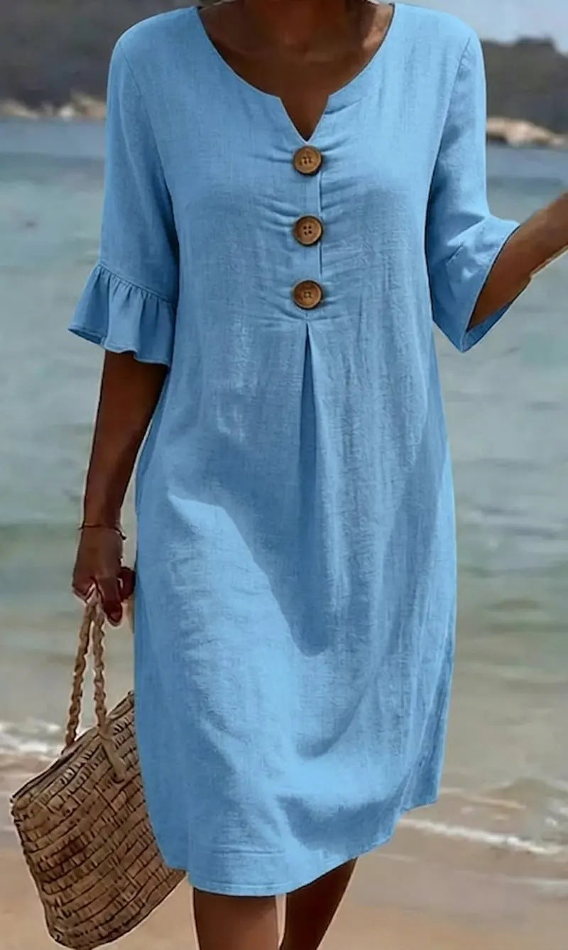 Robe Fleurie de Vacances – Bleu – Zenith Moda