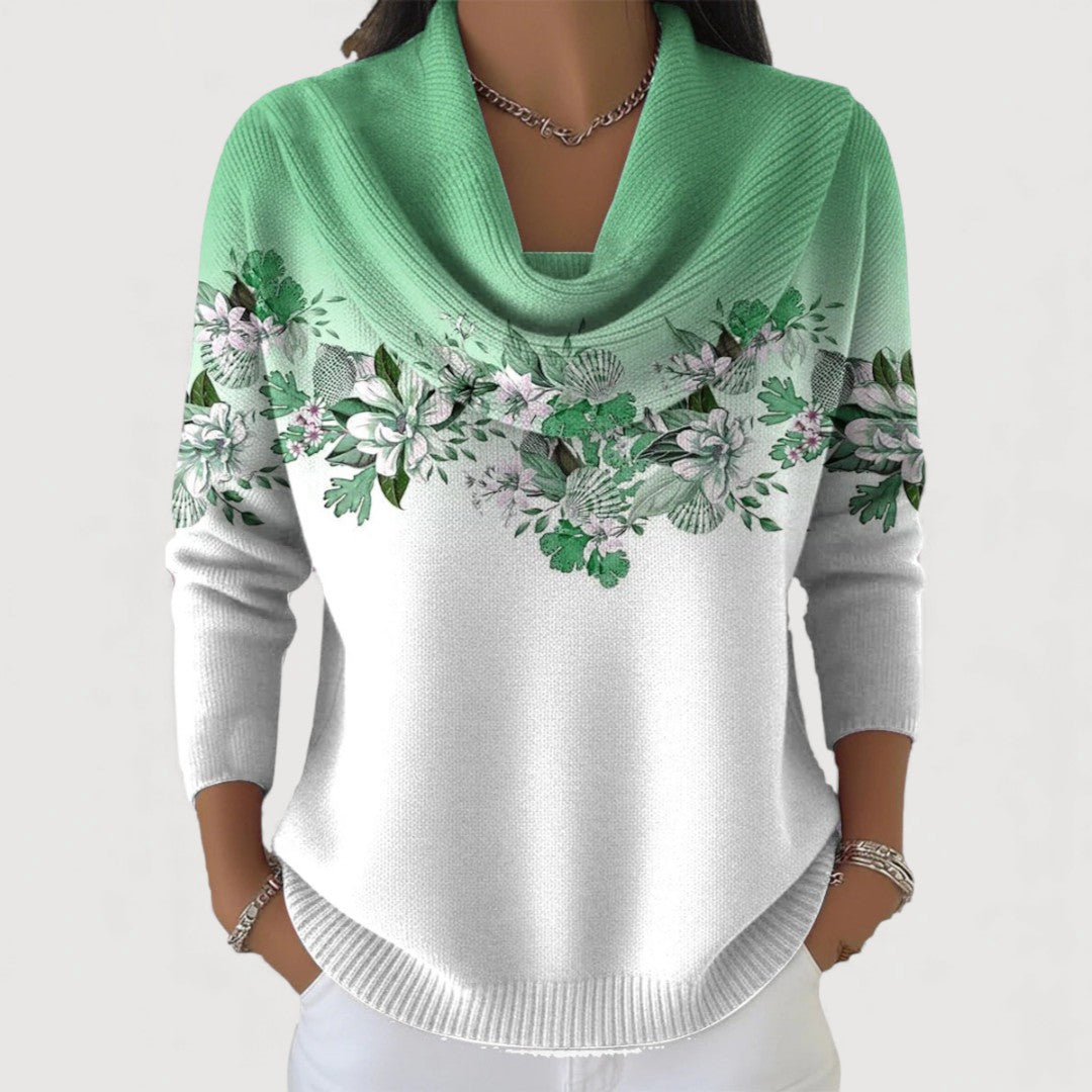 Andrée | Pull Fleuri au Col Roulé