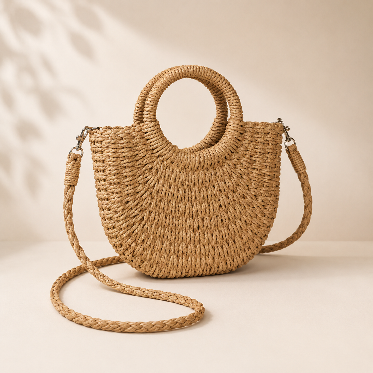 Le Marisol™ | Sac Bandoulière Demi-Lune Tissé Main