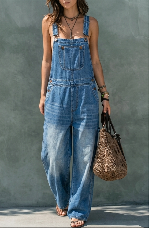 Combinaison Laure en Denim à Taille Élastique