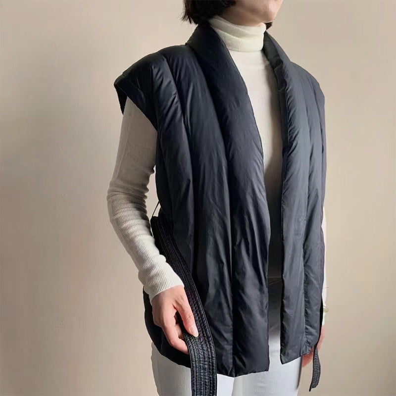 Cerise | Gilet Matelassé Croisé et Ceinturé