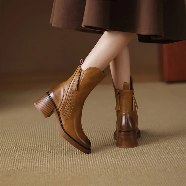 Bottes en cuir à fermeture éclair