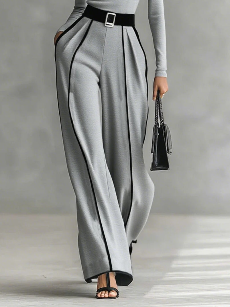 Osanne | Ensemble Haut Col Montant Liseré Blanc et Pantalon Large