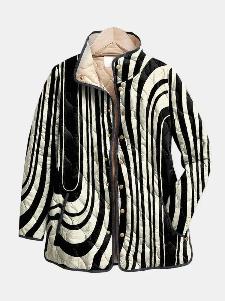 Soraya | Veste Matelassée Décontractée à Motif Géométrique Abstrait