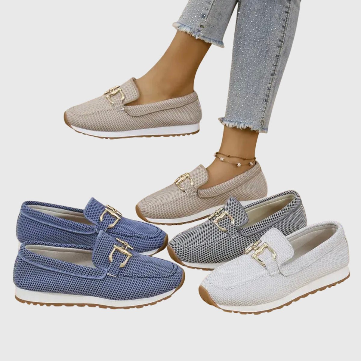 Thérèse | Mocassins Confort en Mesh à Mors et Semelle Antidérapante
