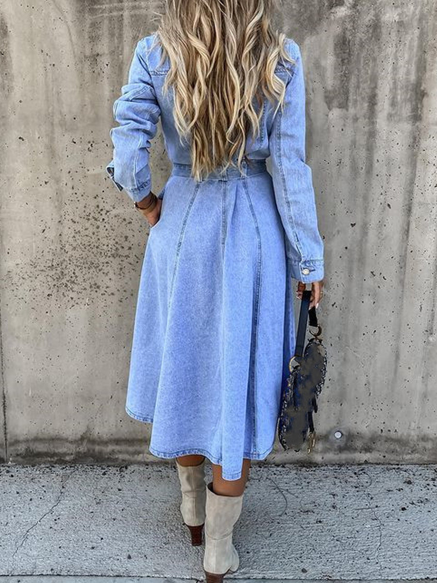 Robe Claire en Jean à Manches Longues