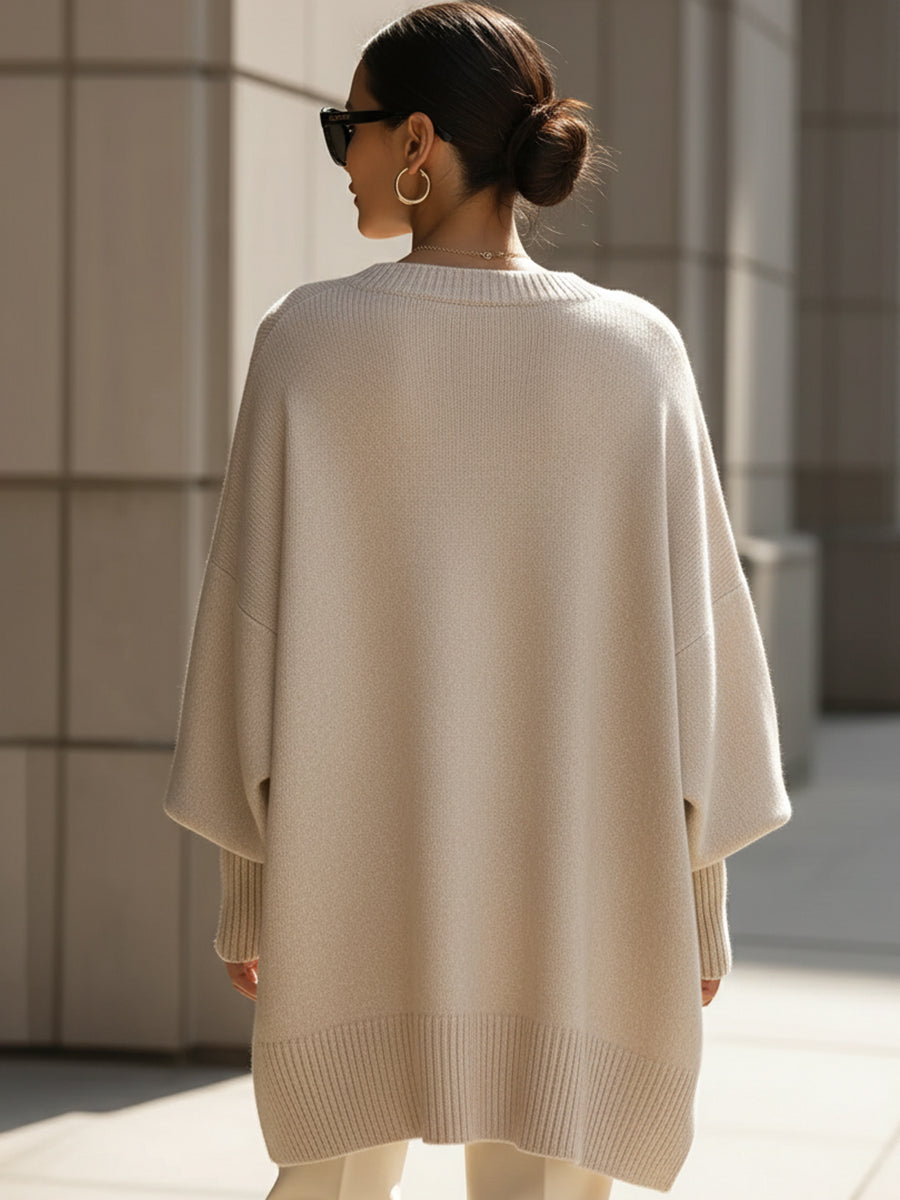 Valérie | Pull Ample Drapé à Col Large