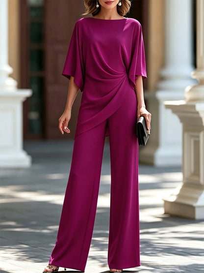 Gwenaëlle | Ensemble Blouse Drapée et Pantalon Ample