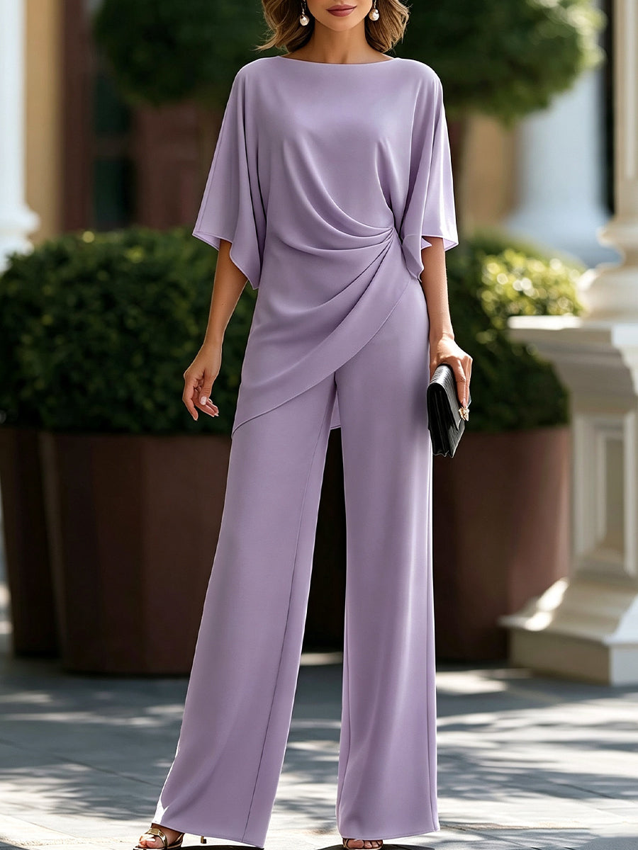 Gwenaëlle | Ensemble Blouse Drapée et Pantalon Ample