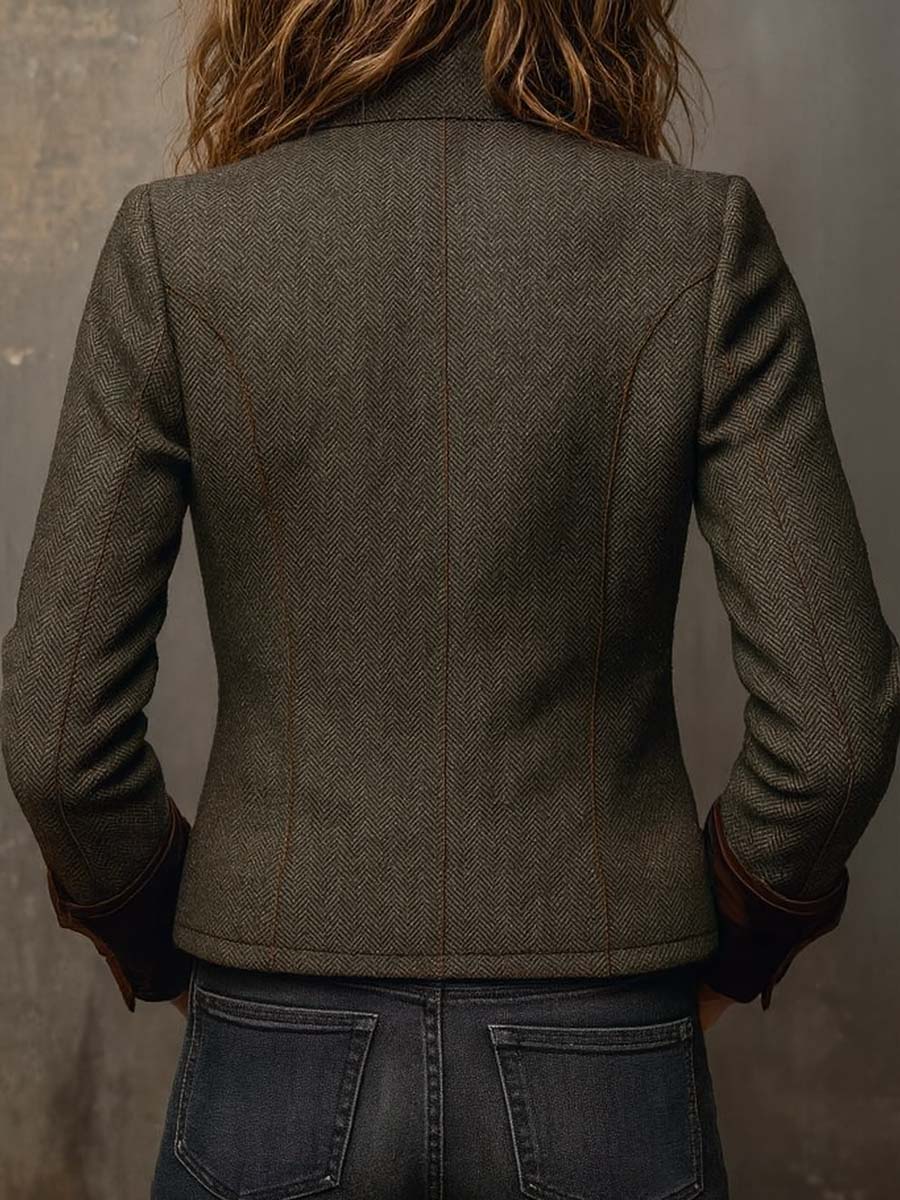 Honoline | Blazer Vintage à Liseré Contrasté