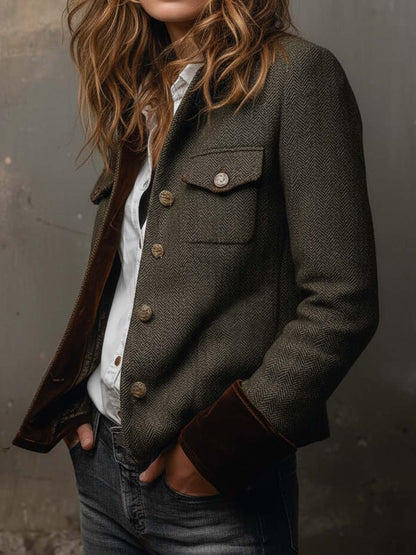 Honoline | Blazer Vintage à Liseré Contrasté