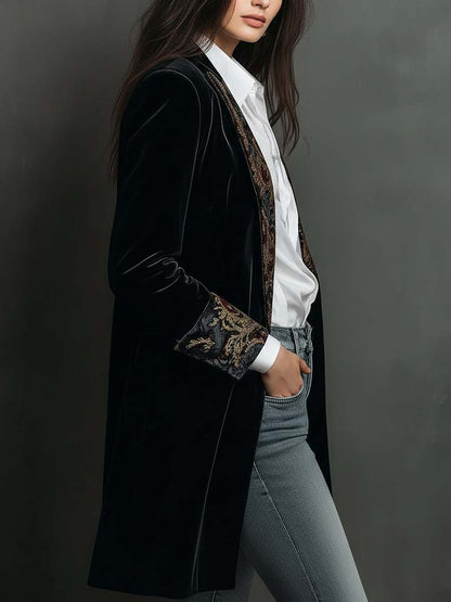 Léoncie | Blazer Cintré Imprimé Baroque Noir