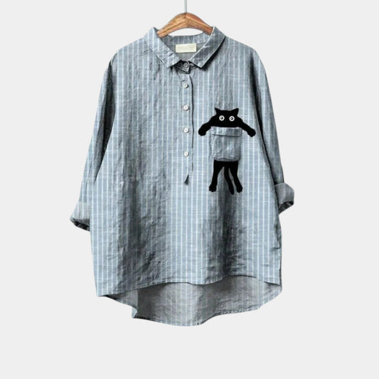 Violaine | Blouse Chat Rayures Fines