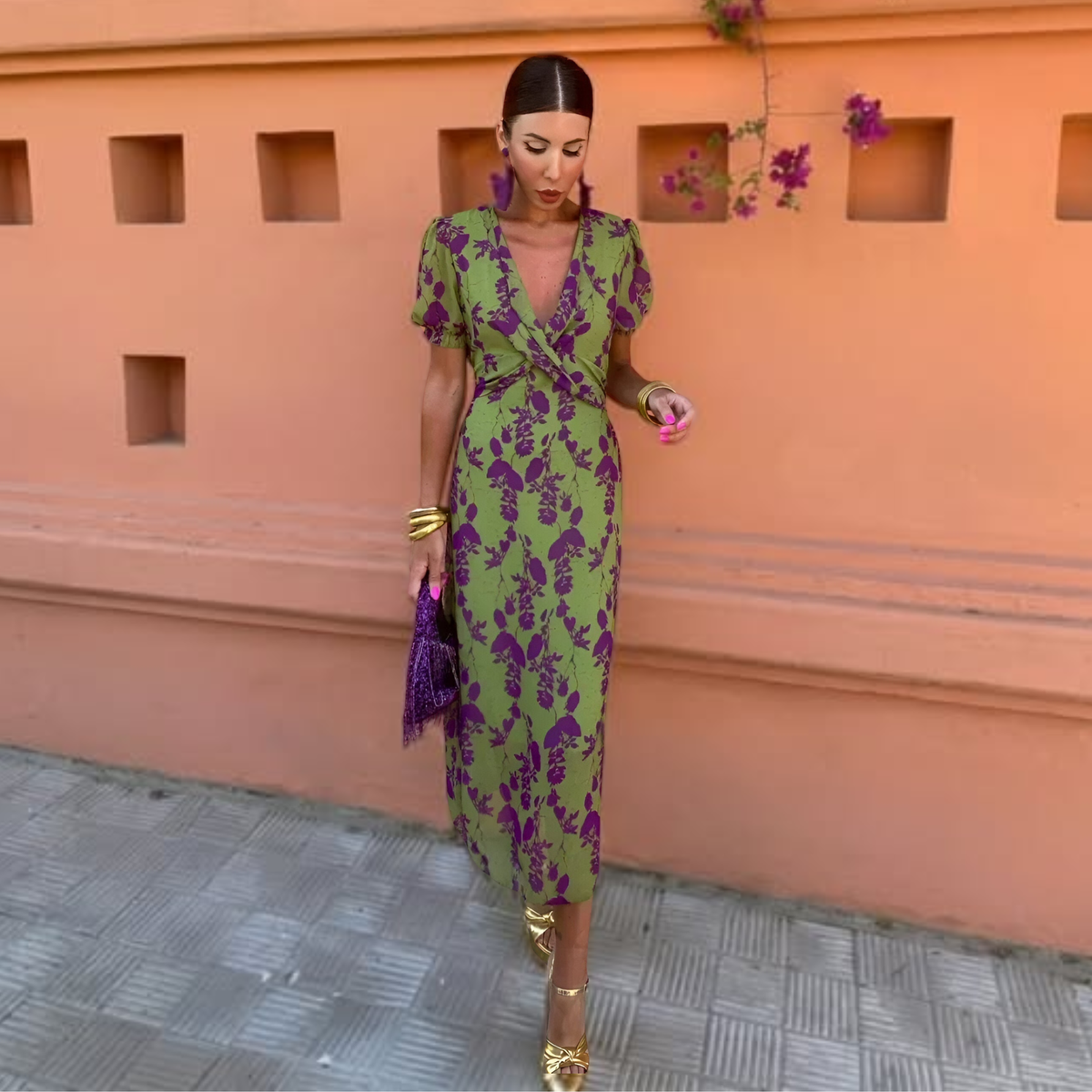 Ernestina™ | Robe Longue Fleurie Verte