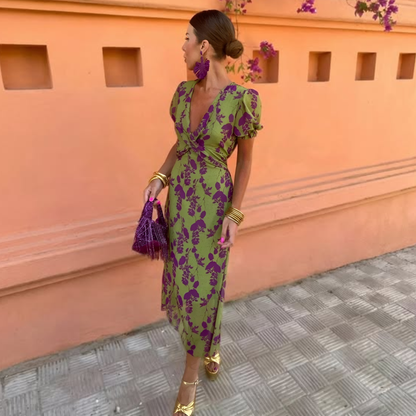 Ernestina™ | Robe Longue Fleurie Verte