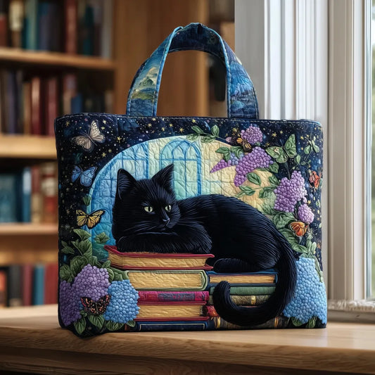 Sac Tote Matelassé – Chat Noir sur les Livres