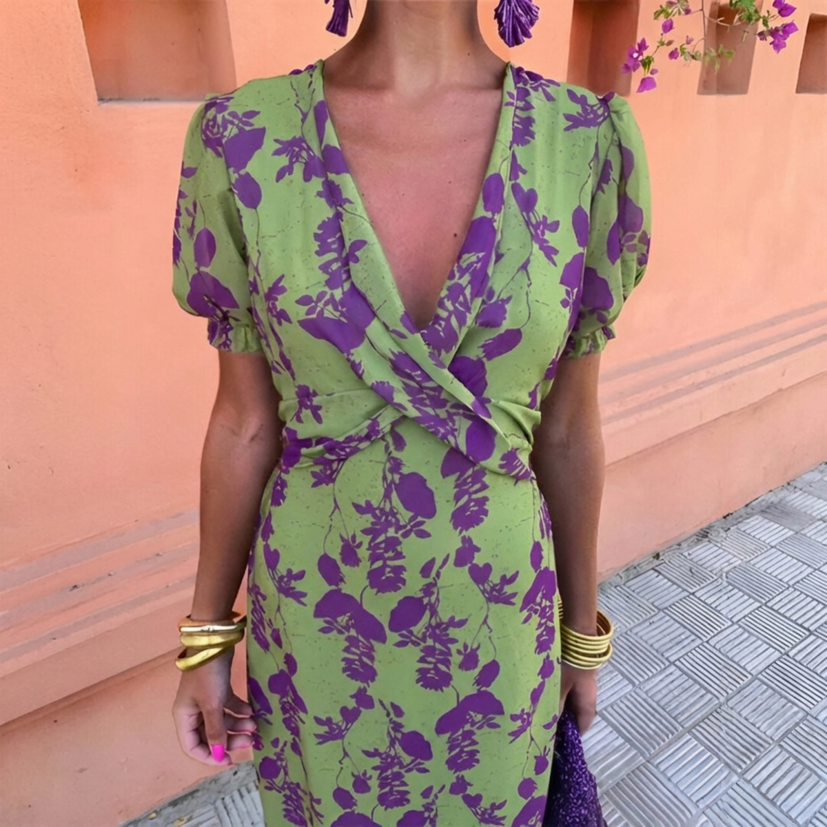 Ernestina™ | Robe Longue Fleurie Verte