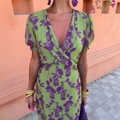 Ernestina™ | Robe Longue Fleurie Verte