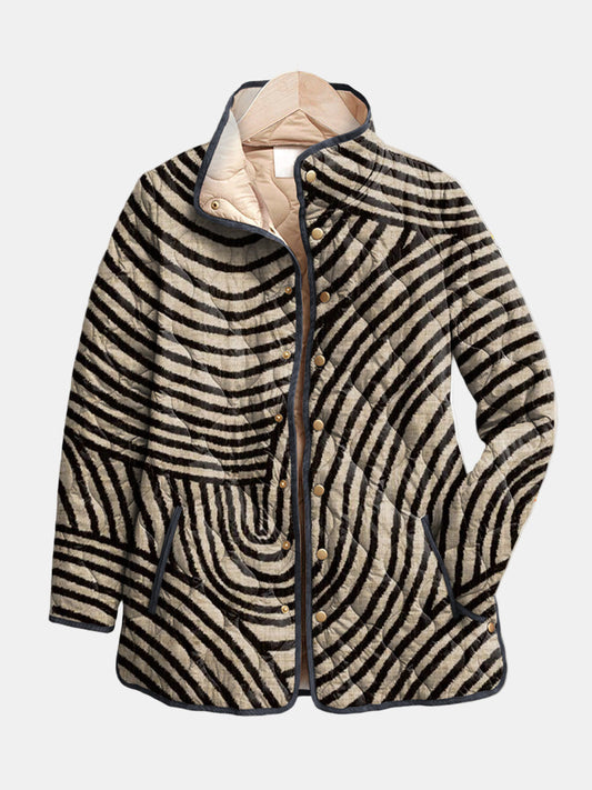 Nadine | Veste Matelassée Motif Cercles Dessinés Rétro