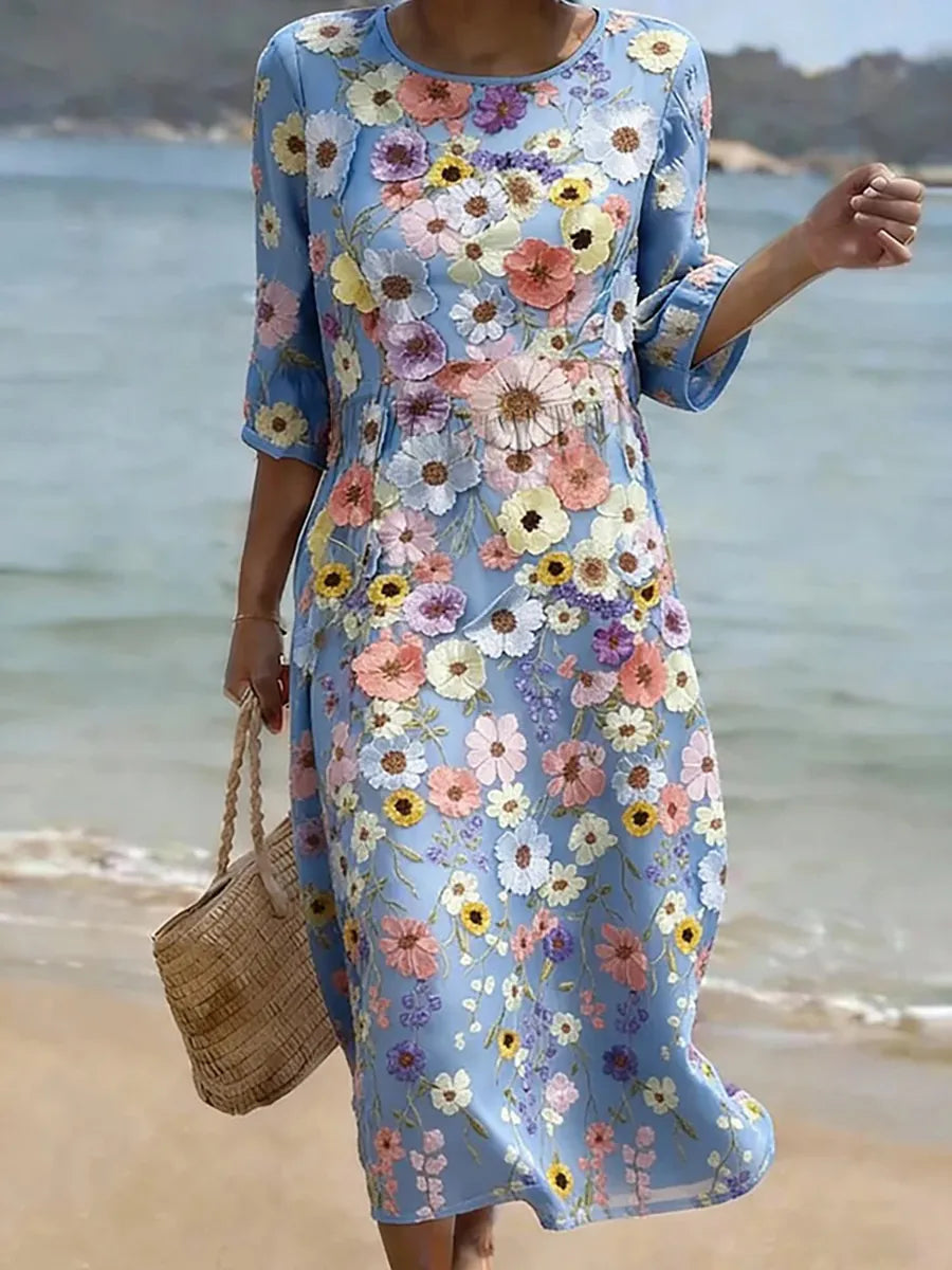 Robe Fleurie à Coupe Douce – Zenith Moda