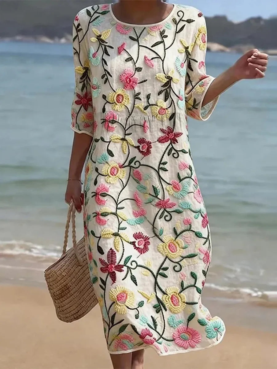 Robe Fleurie Boutonnée – Zenith Moda