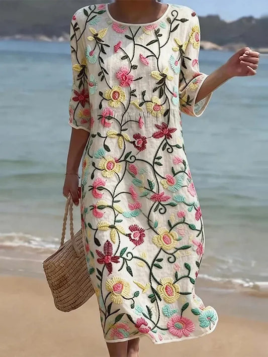 Robe Fleurie Boutonnée – Zenith Moda