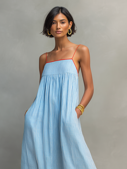 Aurore – robe longue rayée noire