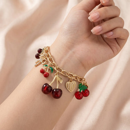 Bracelet Breloques Cerises Rouges