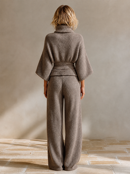 Ensemble Deux Pièces Décontracté en Maille – Taupe
