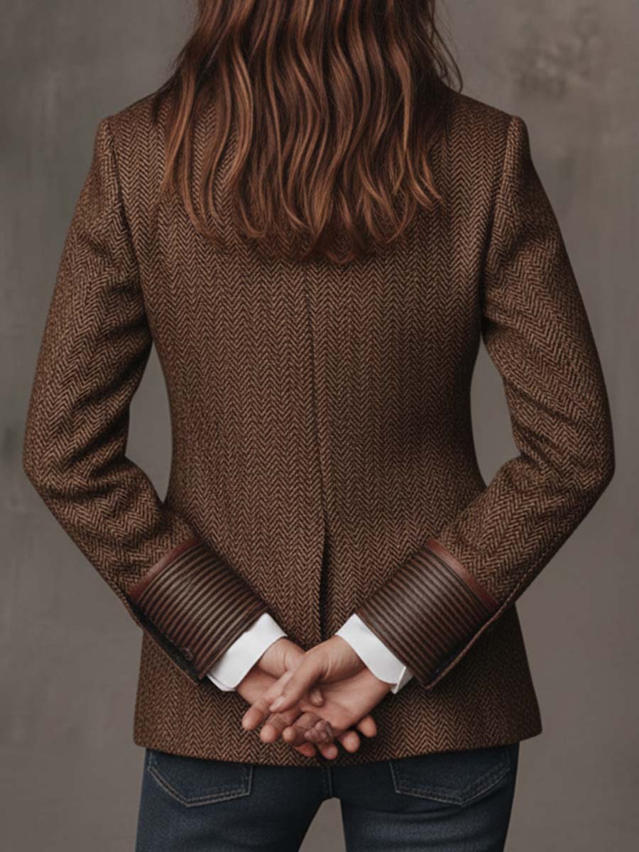 Gisleine | Blazer à Empiècements Imprimé Chevrons