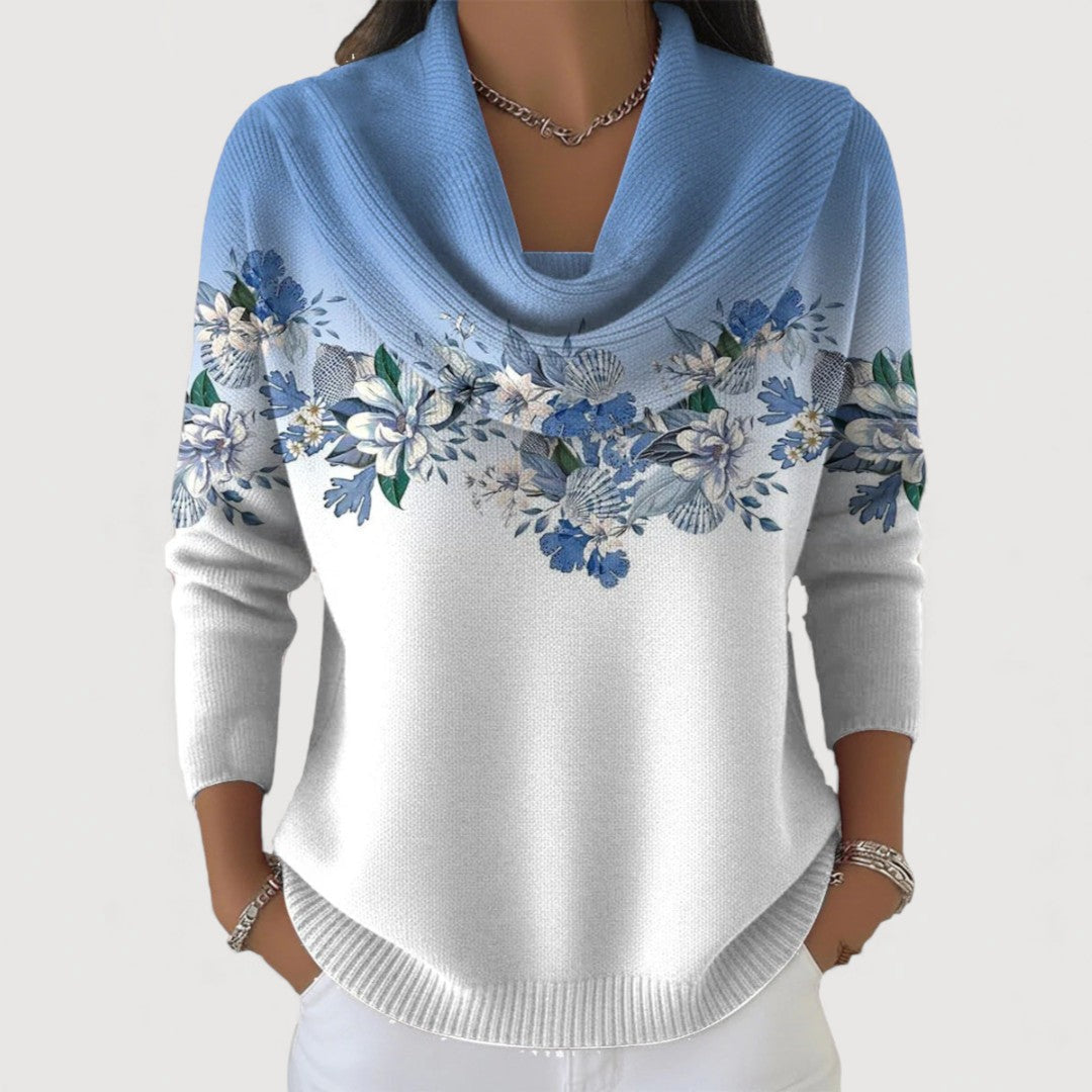 Andrée | Pull Fleuri au Col Roulé