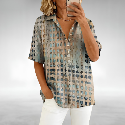 Mélodie | Blouse Manches Courtes à Pois Abstraits