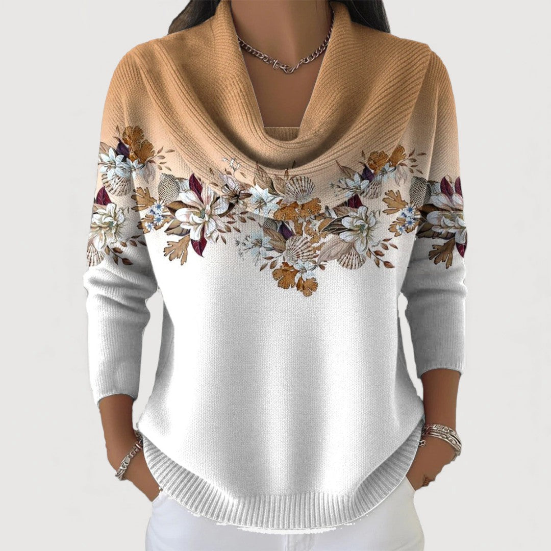 Andrée | Pull Fleuri au Col Roulé