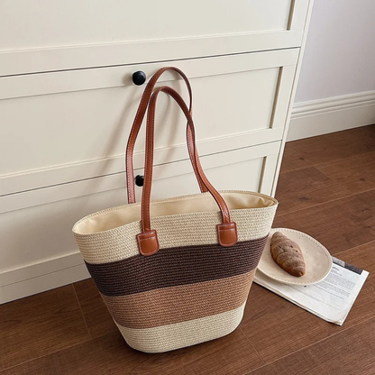 Cora™ | Le Cabas en Paille Tissée Coloré
