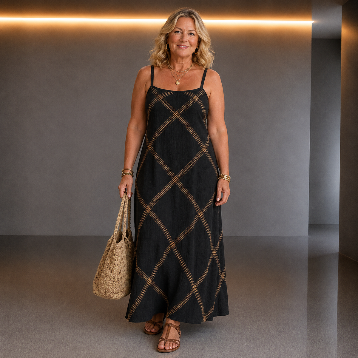 Robe Amandine Géométrique Maxi