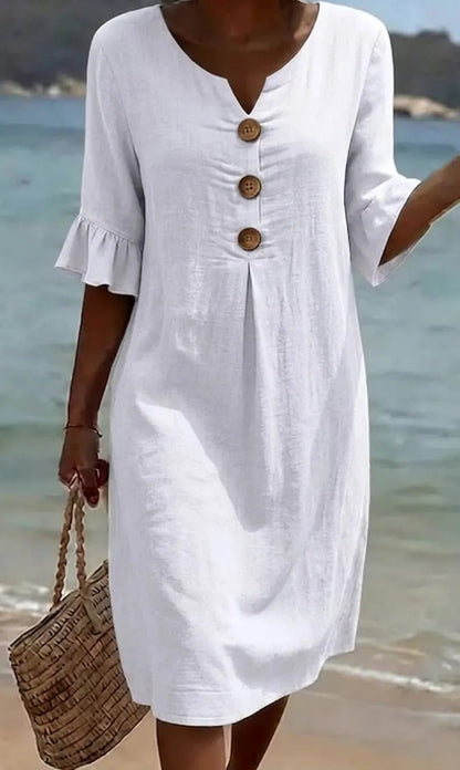 Robe Fleurie à Coupe Douce – Blanc – Zenith Moda