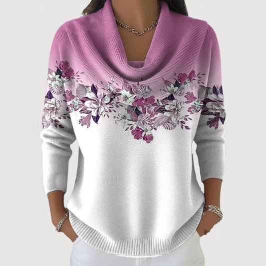 Andrée | Pull Fleuri au Col Roulé