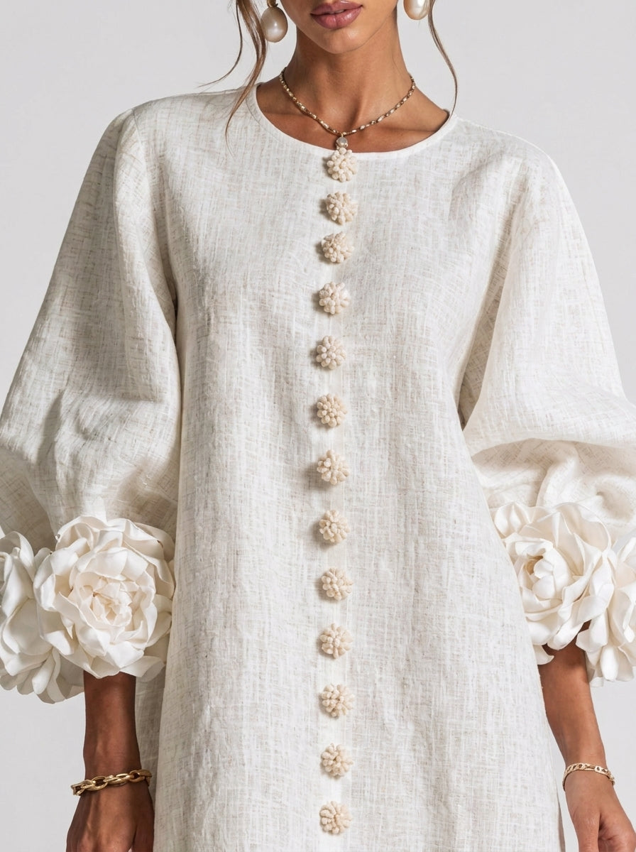 Léocadie | Robe Fleurs en Relief