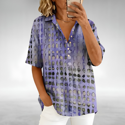 Mélodie | Blouse Manches Courtes à Pois Abstraits