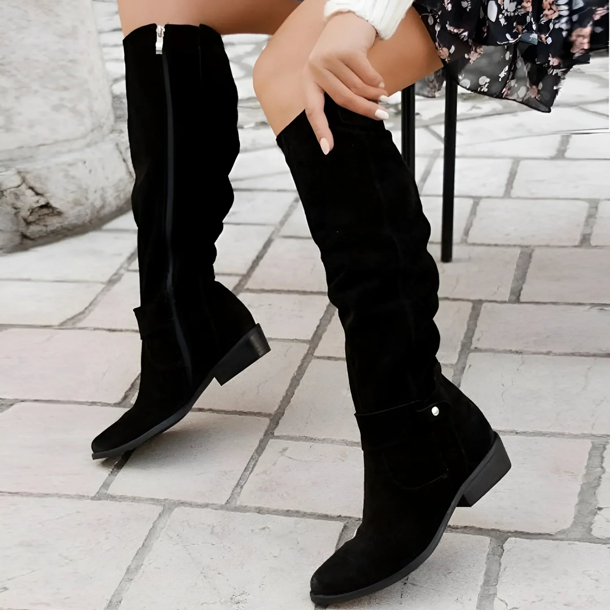 Déborah | Bottes Hautes au Genou en Daim