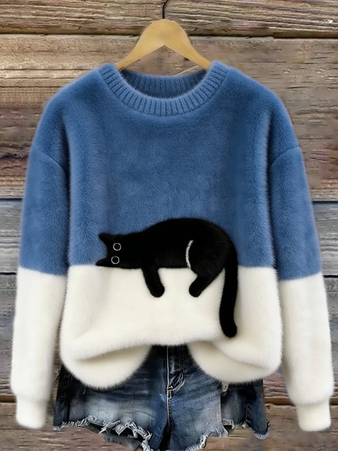 Félicie | Pull Oversize Élégant à Motif Chat