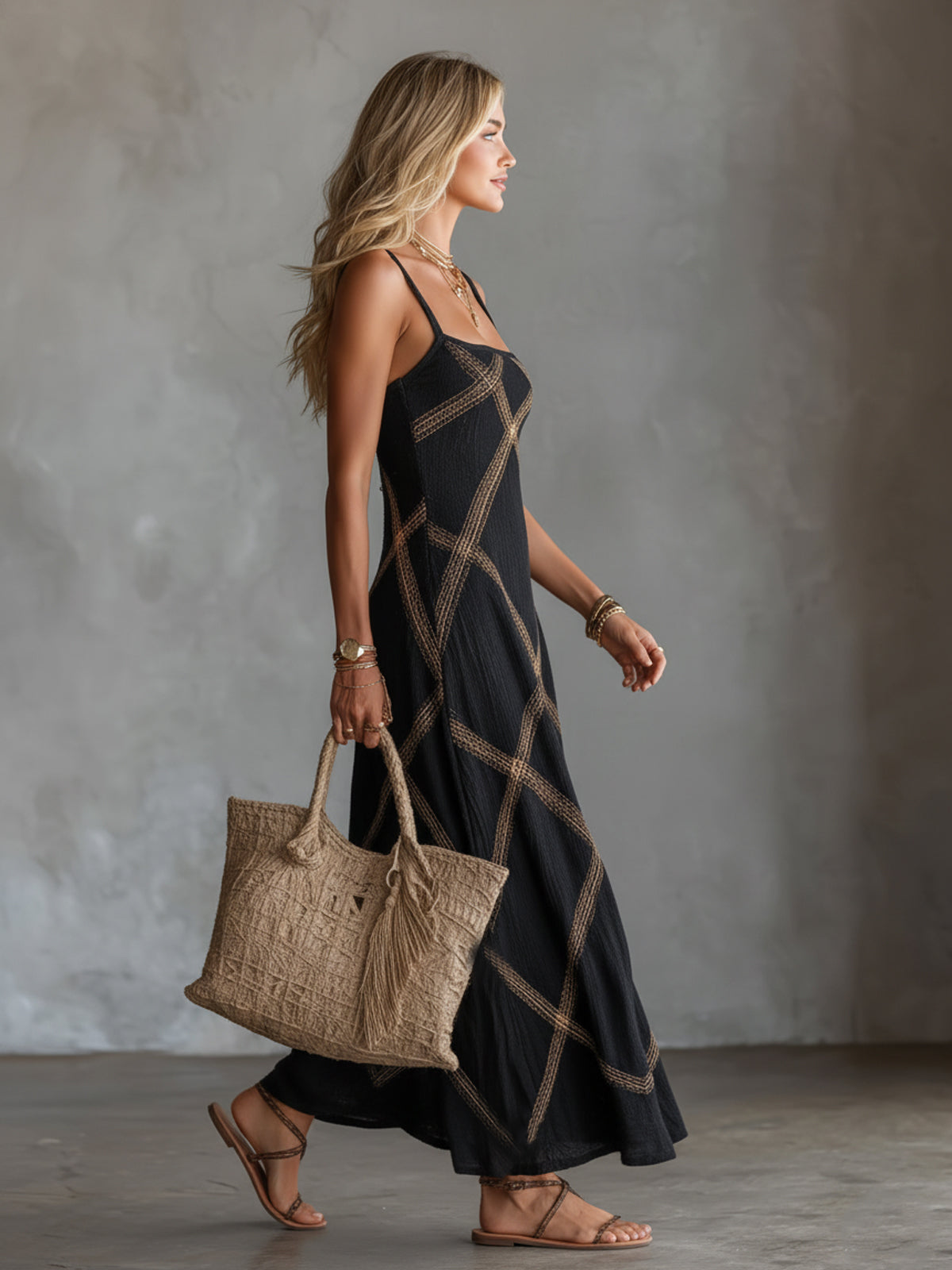 Robe Amandine Géométrique Maxi