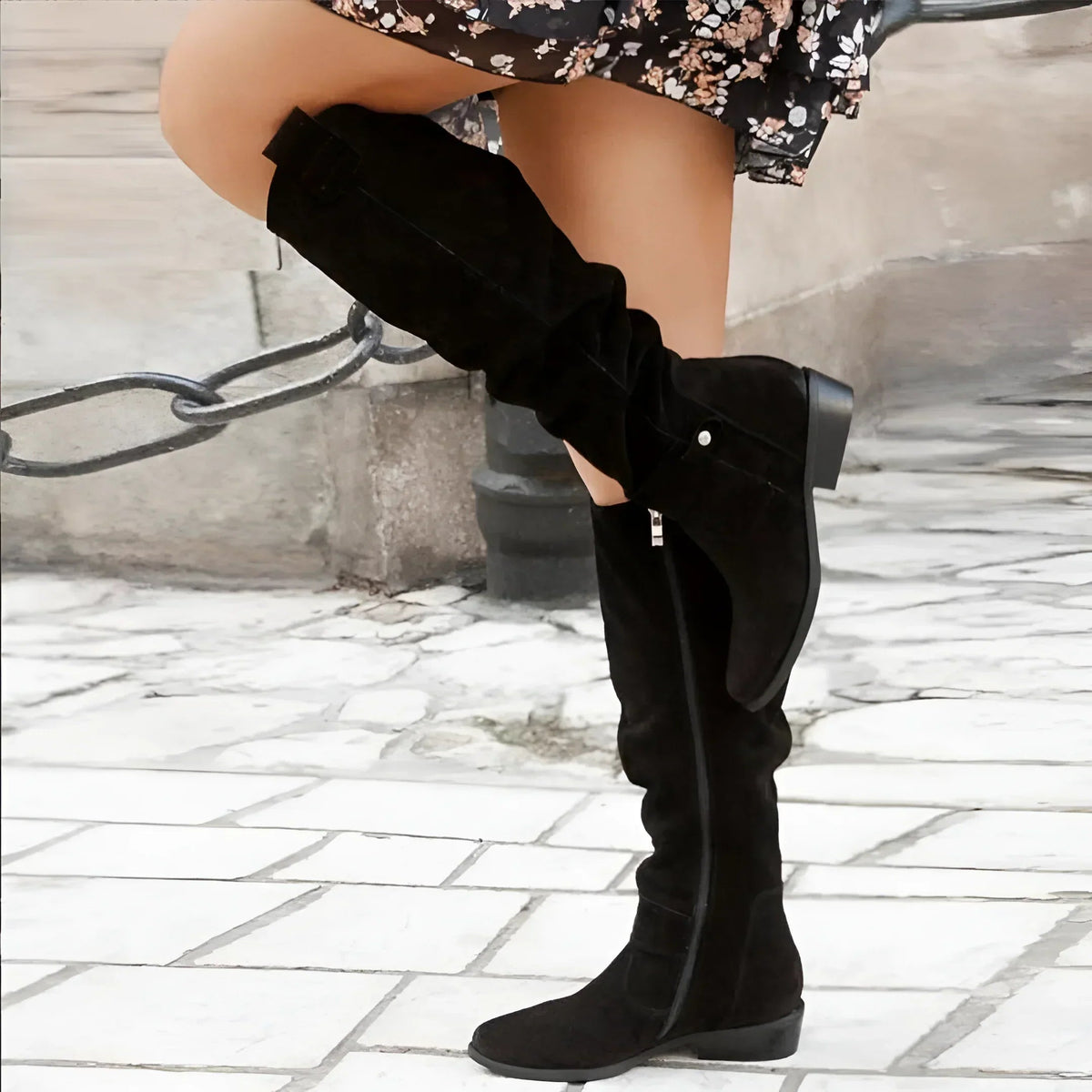 Déborah | Bottes Hautes au Genou en Daim