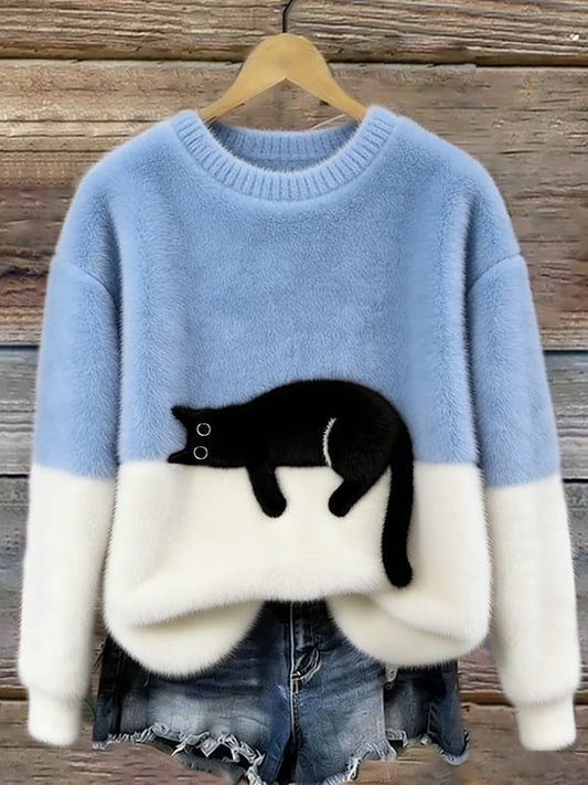 Félicie | Pull Oversize Élégant à Motif Chat