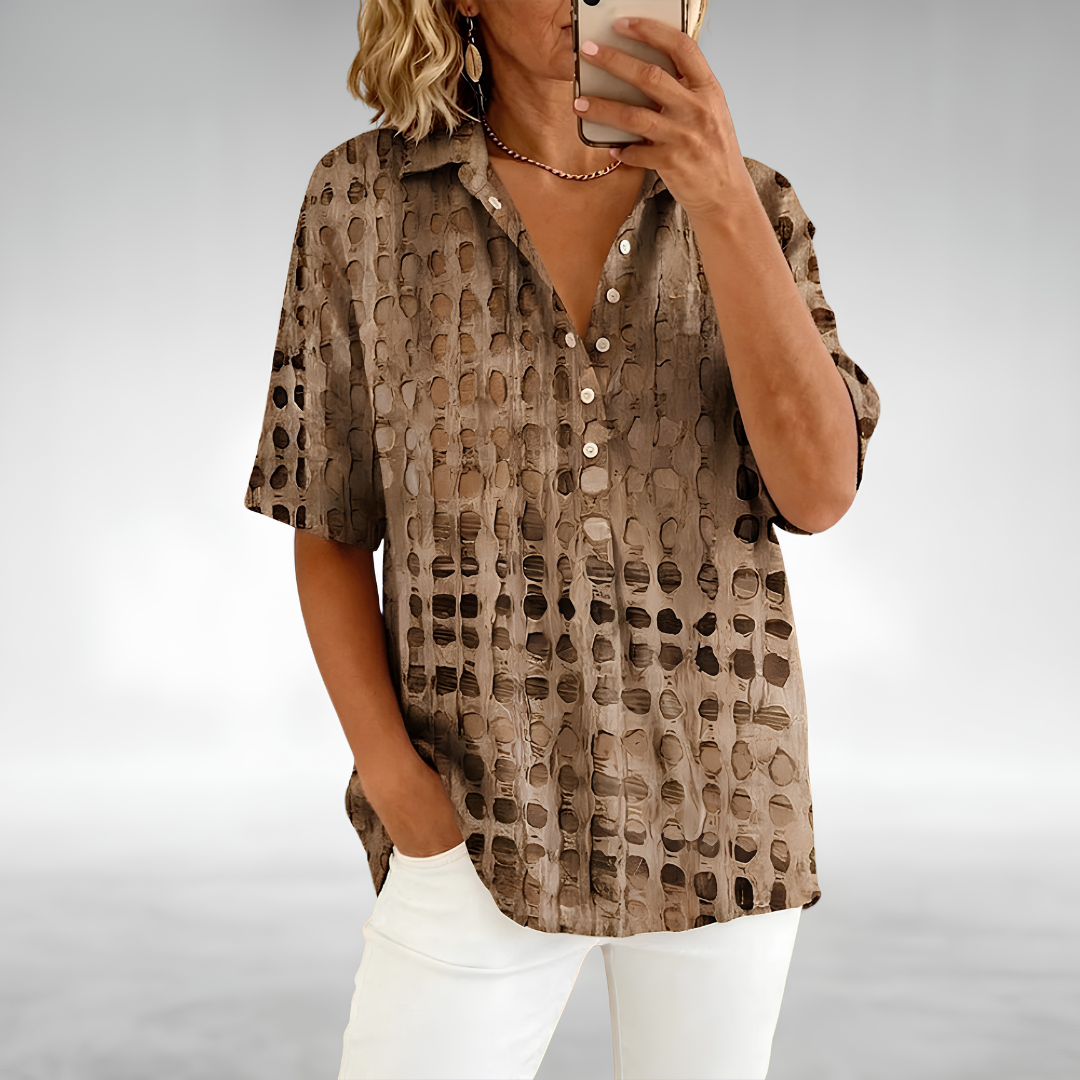 Mélodie | Blouse Manches Courtes à Pois Abstraits