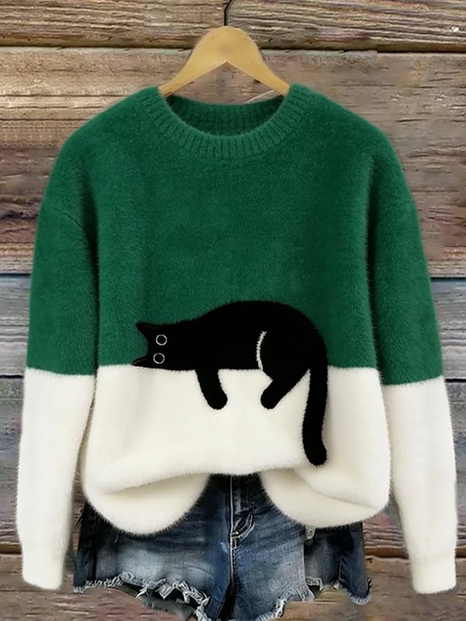 Félicie | Pull Oversize Élégant à Motif Chat