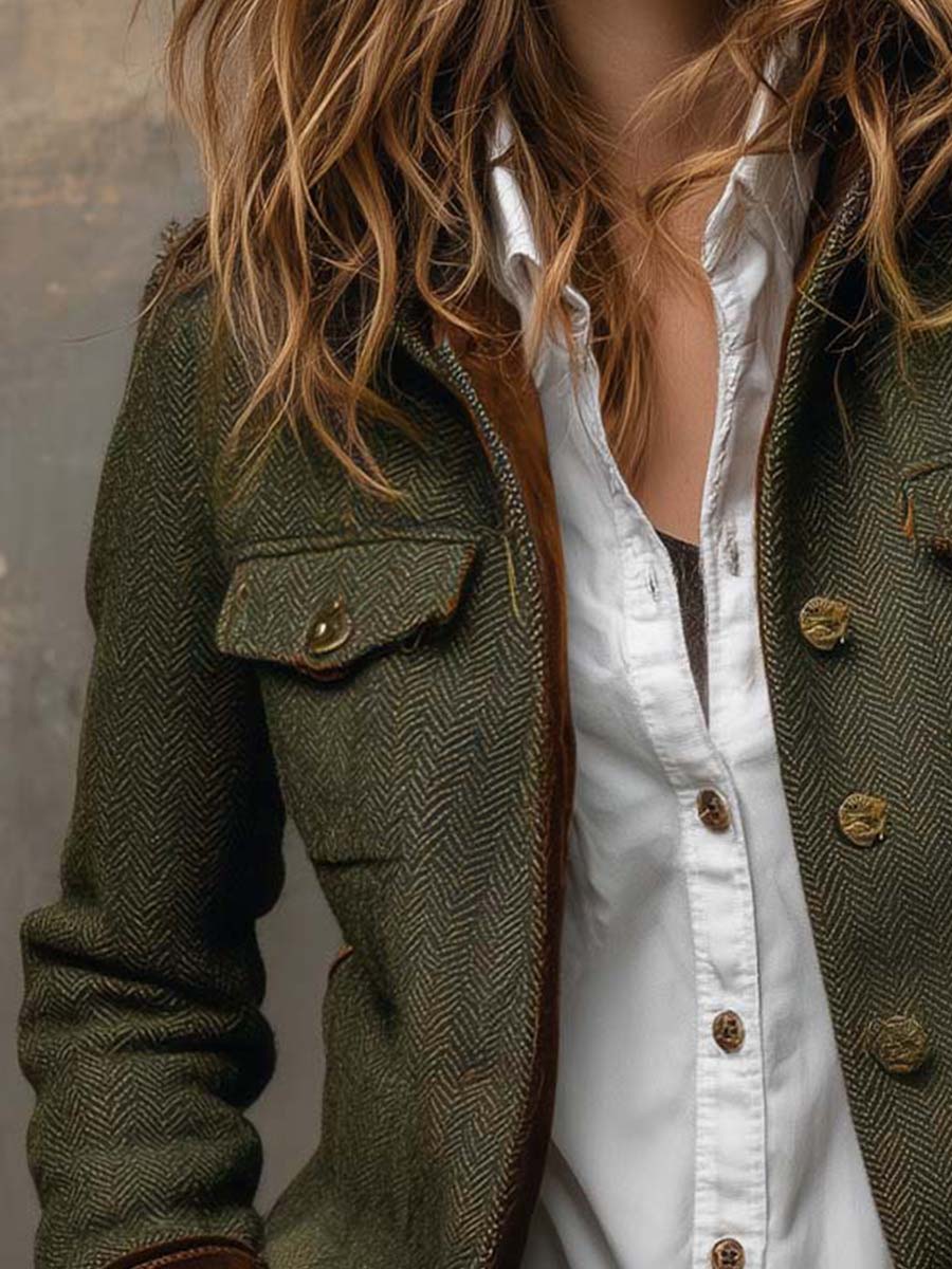 Honoline | Blazer Vintage à Liseré Contrasté