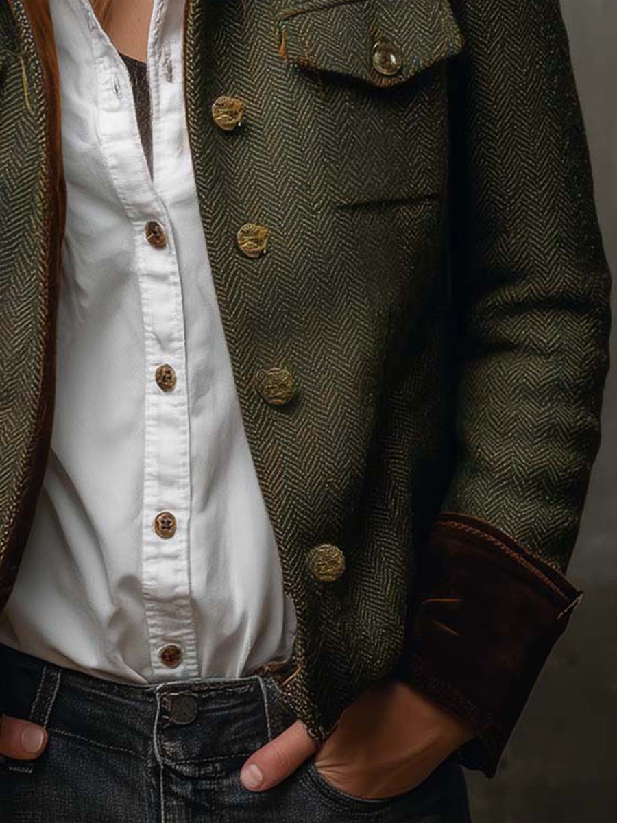 Honoline | Blazer Vintage à Liseré Contrasté