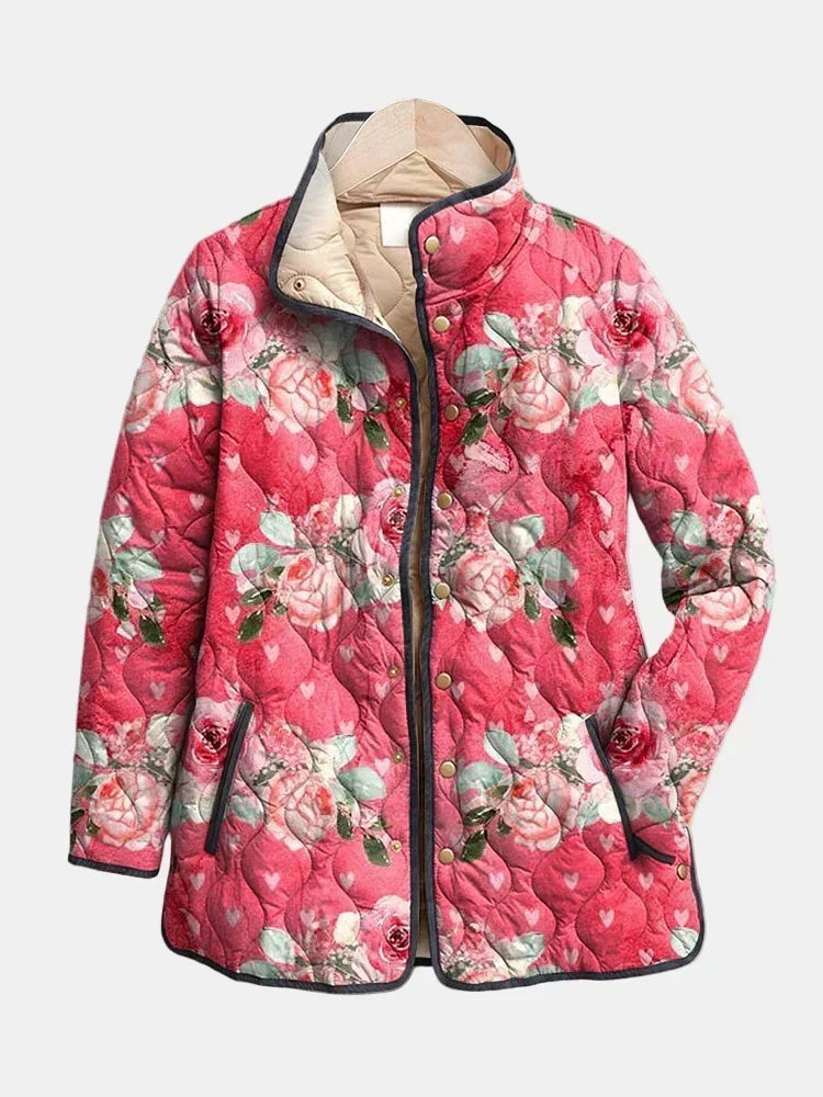 Fabiola | Veste Matelassée Fleurie Rose Charmante